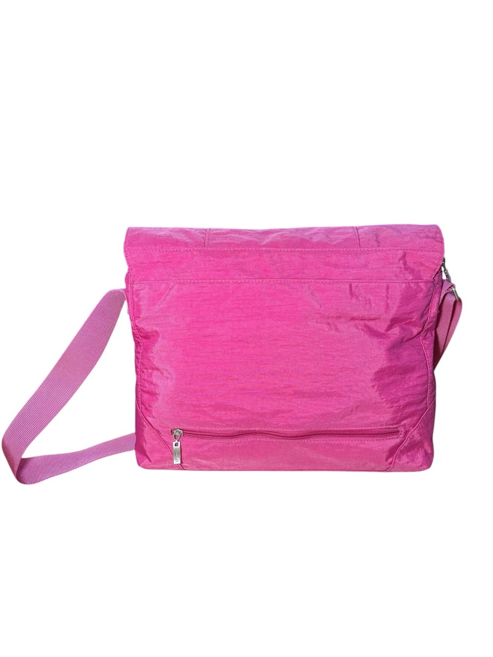 Baggallini Neighborhood Messenger Bag Pink Nylon Crossbody Orange Lining - Picture 3 of 8